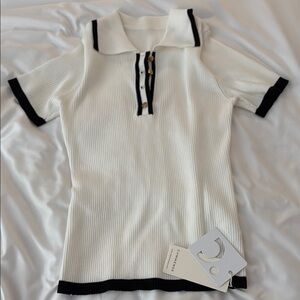 Commense White and Black Polo Shirt